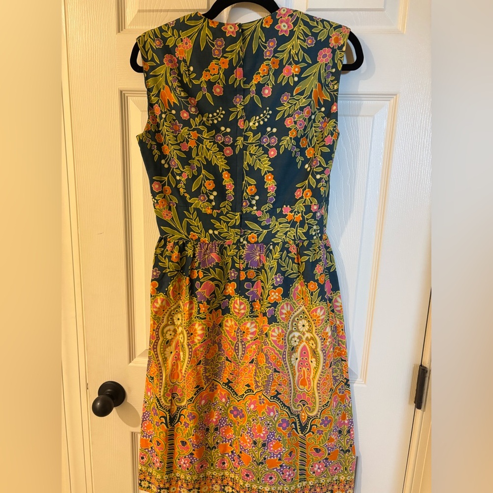 Floral Paisley Green and Orange Midi Dress - Picture 5 of 12